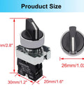 2 Pack 22mm 2 Position Maintained Selector Switch 1NO 10A 440V Latching Rotary Switch With Metal Head For Industrial Control Panels And Machine Control Push Button Style HB2 BD21, size diagram