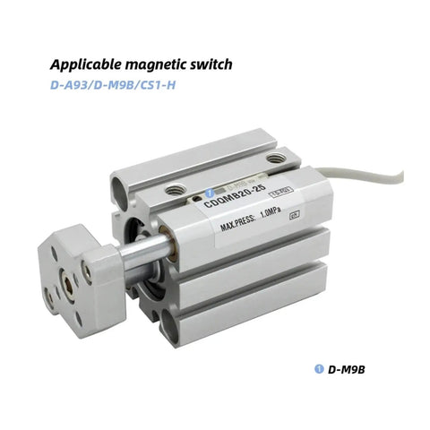 Compact Guide Rod Air Cylinder And Pneumatic Actuator with steel body intended for automatic applications in automation bays.