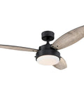 42 Inch Matte Black LED Ceiling Fan With Light, Down Rod Only, Reversible Charcoal And Riverbed Blades, Opal Frosted Glass Light Kit, Ideal For Small Rooms Up To 100 Sq Ft, Includes Two Long Lasting Medium Base Bulbs