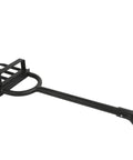 Heavy Duty 5 Tine Pitch Fork For Garden Work With Long Ergonomic T Handle Rust Resistant Stainless Steel Head shown at angle
