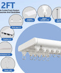 Double Row Ceiling Curtain Track System Silent Heavy Duty Aluminum Rails For Sliding Curtains And Room Divider In White 12 Foot Length Built To Last For Bedroom Living Room Office Or Hotel, 12 ft kit accessories