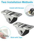 Hella Smooth Rolling 8 Piece Mini Caster Wheels Built Tough With Rubber Tread For Home Office Gear and Storage Bins Easy Install Heavy Duty Fixed Casters Solid Eighty Eight Lbs Limit Setup Right Away installation methods image showing screw and tape options.