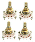 Band Selector Rotary Switch, 2 Pole 4 Position, 10 Pin, Single Deck, 9mm Mount Hole, 6mm Shaft, 11.5mm Shaft Length