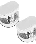 Two Piece Suction Cup Handle Set For Shower Glass Doors And Cabinets No Drill Removable Knob, Silver Finish ABS Plastic, Front View