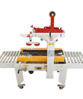 Top Shelf Automatic Tape Sealing Machine For Carton Box Packing Featuring Smooth Cranking Two Way Drive And Quick Adjust Width Dials on a white background.
