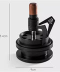 Kickstart Your Daily Grind With This Hella Sharp 58mm Needle Distributor And Wdt Espresso Tool showing heavy-duty magnetic base and wood handle.