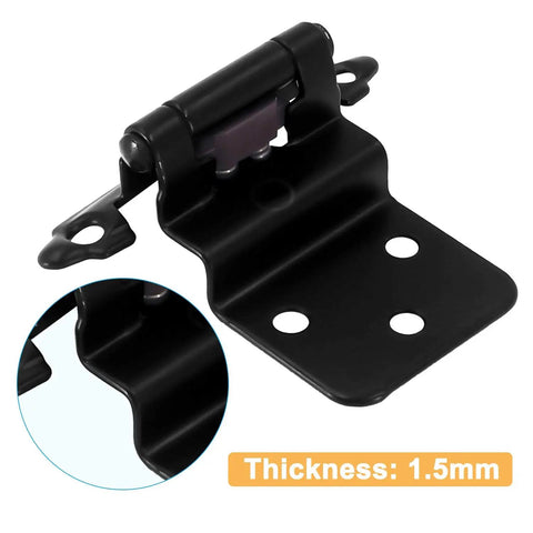 30 Pack Inset Kitchen Cabinet Hinges For Face Frame Cabinets, Matte Black, Three Eighths Inch Self Closing Cupboard Hinges, steel, 1.5mm thick