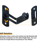 2 Pack 90 Degree Flip Sliding Barn Door Lock For Barn Doors And Cabinets, black alloy steel with 360-degree rotation feature