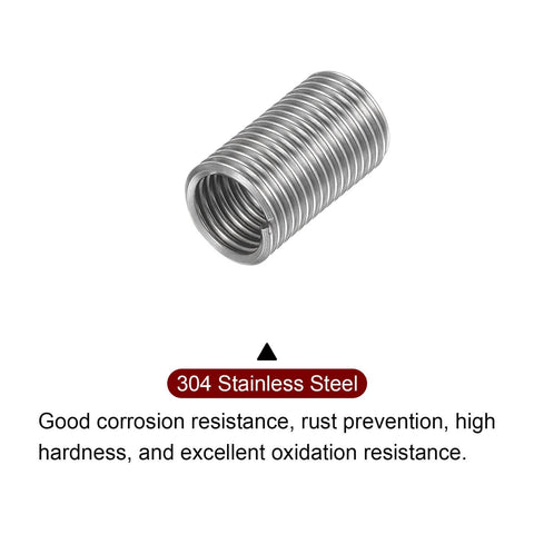 10 Pcs Helical Wire Thread Inserts M10 x 1.5, 304 Stainless Steel, 3D Length 30mm After Install, front view