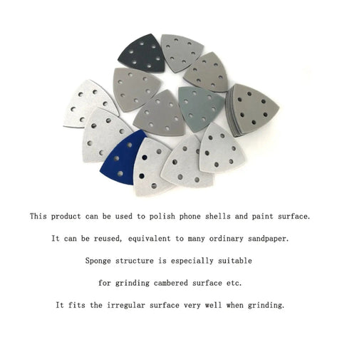 Grab 20 Pcs Of These 90mm Triangle Sanding Discs With Six Holes For Peak Dust Venting And Hook Loop Swap Ease Across 300 To 3000 Grit Grades For Super Smooth Finishes On Any Surface You Hit - assorted triangle discs with six holes for dust extraction.