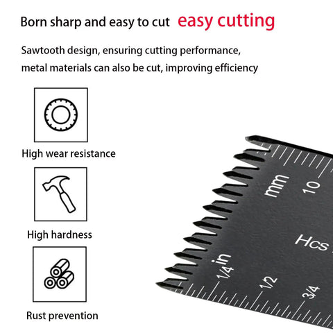 Close-up of Do It All Oscillating Tool Blades Kit 57Pc Quick Release Set showing sawtooth design and durability features.