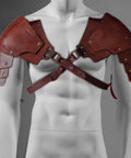 Dope Medieval PU Leather Double Pauldrons Shoulder Armor For Cosplay LARP And Historical Festivals on mannequin torso