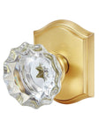 Antique Crystal Door Knob Set in Satin Brass for Interior Doors with Passage Function, real glass knobs on zinc rosettes, side view