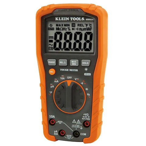 Digital Auto Ranging Multimeter For AC DC Voltage And Current With Temperature Frequency Capacitance Duty Cycle Diode And Continuity Tests 1000V CAT IV 600V CAT III 1000V Safety Built Tough And Drop Ready Orange handheld