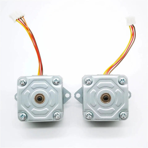 Nema 14 Stepper Motor 35x35mm Frame 1.8 Degree Step 2 Phase 4 Wires 1.2A 0.1N m Torque For CNC Machines And 3D Printers Smooth Precise Motion Beefy Torque For Rock Solid Performance In Tough Jobs. two silver NEMA 14 motors