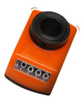 One Piece 14mm Digital Position Indicator Counter With 4-Digit Display For Milling Machines And Lathes Hollow Shaft Mount Direct Install On Main Spindle No Adapters Needed Tracks Feed Rate And Indexing Based On Lead Screw Pitch, orange housing