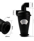 Turbocharged Dust Separator For Vacuum Cleaners DIY Upgrade Kit, black cylindrical design with measurements for woodworking and shop use.