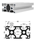 Premium 600mm 3060 Aluminum Profile Extrusion Rail For DIY CNC Router 3D Printer Workbench showing detailed measurements and cross-section.