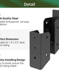 Heavy Duty 30 Degree Stair Deck Railing Brackets 304 Stainless Steel 2x4 Wood Post Connectors showing high quality black coated steel for secure installation.