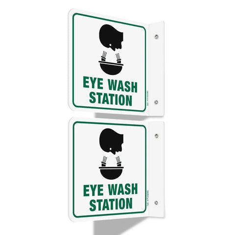 Eye Wash Station Sign 2 Pack 6 By 6 Inches Acrylic Signs With Pre Drilled Holes Including Screws For Office And Business Use UV Resistant Waterproof No Fade