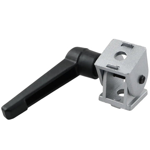 Two Pack Beefy Alloy Swivel Hinge With Handle For Aluminum Extrusion Connectors 0 To 180 Degree Pivot Joint M6 Hole Zinc Alloy Silver Ideal For DIY Projects And Garage Builds For Automotive And Home Workshop Setups., silver zinc alloy swivel hinge with black handle, 20x20x28mm