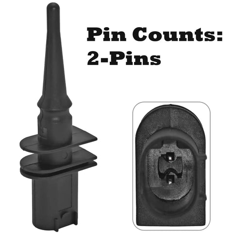 Close-up of a 2-pin Outside Ambient Air Temperature Sensor With Plug And Play Connector Pigtail For BMW Vehicles, OE Replacement