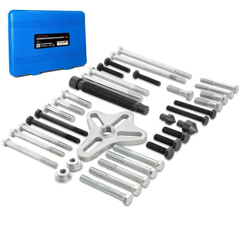 46Pcs Harmonic Balancer Puller Set With Steering Wheel Flywheel Crankshaft And Pulley Pullers Built Tough In Carbon Steel Blue Case
