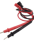 Red and black test probes for 7 Function Digital Multimeter For DIYers And Pros Measures AC DC Voltage, Resistance, Current, Transistors.