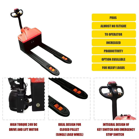 Semi Electric Pallet Jack With 3300 Lbs Capacity Plus Lithium Battery Electric Drive And Manual Hydraulic Lift For Smooth Warehouse Move And Garage Tasks No Sweat Heavy Duty Workhorse