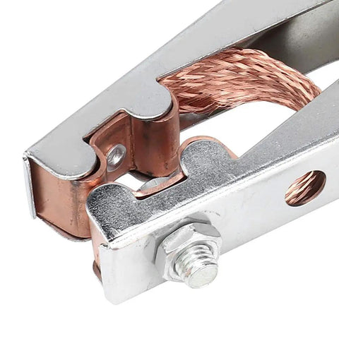 Close-up of Solid Thonlai 800A Brass Welding Ground Clamp Sturdy Earth Cable Grip Clip for reliable electrical connections.