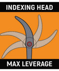 Diagram of indexing head with 180-degree rotation for the "Indexing Pry Bar 16 Inch With 14 Locking Positions And 180 Degree Rotation For Tight Spaces A Must Have Tool For Auto And Industrial Techs Seeking Quick Leverage And All Day Power".