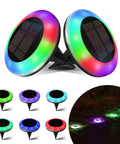 8 Pack Solar Ground Lights With 20 Lumen White And Color LED Disk Lights Multi Color Modes For Pool Area Pathway Patio Yard Lawn