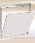 Sweet Removable Access Panel Featuring No Sweat Drywall Inlay And Concealed Touch Latches For Smooth Flush Setup Sharp 12 By 12 Inch Aluminum Frame with opened cover.