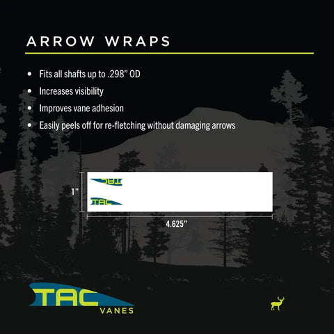 Illustration of TAC vanes and arrow wraps with dimensions for White 4.25 Inch Arrow Vanes For Compound Bow And Crossbow Fletching