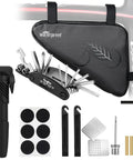 All In One Bike Repair Kit With Tire Pump And Waterproof Frame Bag Glueless Patches 16 In 1 Multitool Ebike Mountain Maintenance Essentials