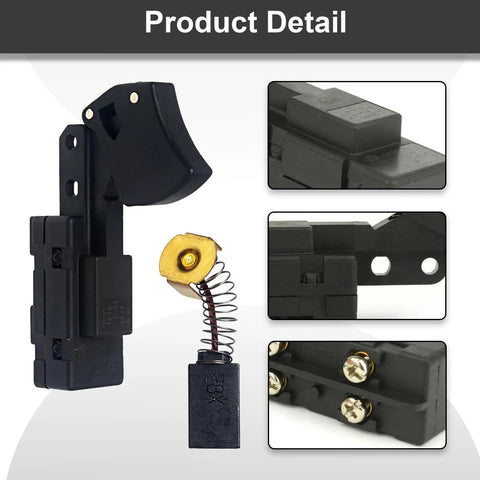 Dead Nuts Reliable Sw77 Aftermarket Circular Saw Trigger Switch Rated At 20 Amps with a spare carbon brush set detailed view