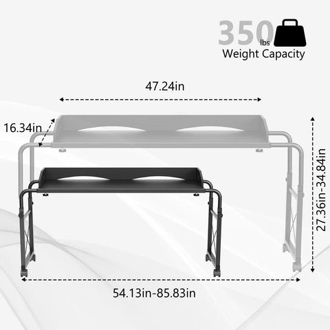 Dimensions of Super Handy Adjustable Laptop Desk For Bed With Wheels Overbed Table That Fits Queen And Full Beds