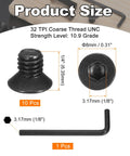 Top Shelf Grade Ten Point Nine Flat Head Socket Cap Screws 10-32 X Quarter Inch Hex Drive Machine Bolts Black Oxide with hex spanner.