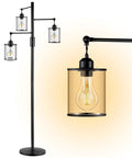 Three Head Tree Style Industrial Floor Lamp With Adjustable Brightness Smart Touch Dimmer Glass Shade Black Standing Living Room Light For Cozy Vibes Now