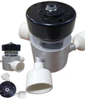1000W Micro Hydroelectric Generator 220V Mini Water Turbine Power Station with three 50mm inlet fittings, top view.