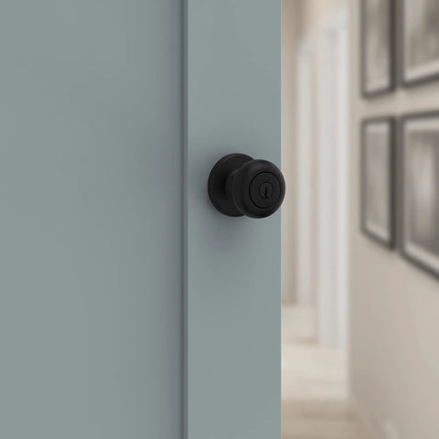 Cove Keyed Entry Door Knob With Lock And SmartKey Security Matte Black Exterior Doorknob For Front Door And Bedroom Durable Lockset