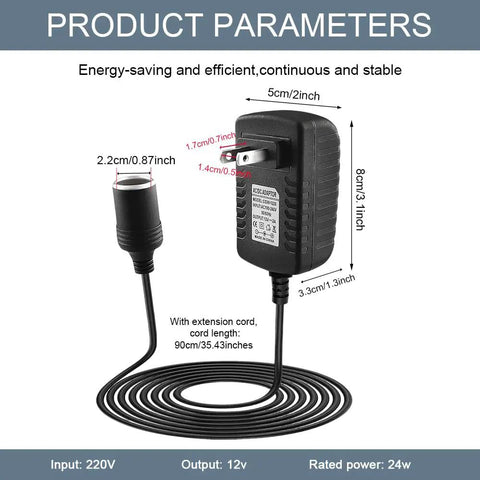 Solid AC To DC Converter 100 To 240V To 12V Car Cigarette Lighter Socket Adapter with silent cooling, 24W power supply.