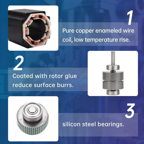 Inner components of Four Nema 23 2-Phase Hybrid Stepper Motors Deliver Beefy 2.8 Nm Torque and 425 Oz-In Holding Torque with labels