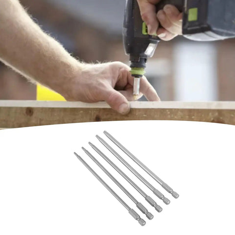 Huge Deal on These 5 Piece Screwdriver Bits With Long 150mm Shafts Perfect For Reaching Tight Spots In Your Car Or Home Project And The Magnetic Tips Make Them Super Handy For Any Job You Got Gonna Love These. 5-piece S2 alloy steel security star bits, 150mm shafts, for drilling tight spots