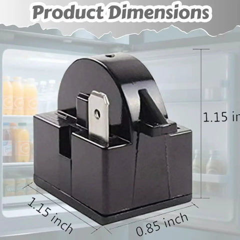 4.7 Ohm 1 Pin PTC Compressor Start Relay Overload Kit Replacement For Mini Fridges, product dimensions shown