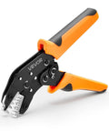 No Sweat Ratcheting Wire Crimper Pliers For 24 To 12 AWG Terminals With Quick Release and Clear Metric Markings.
