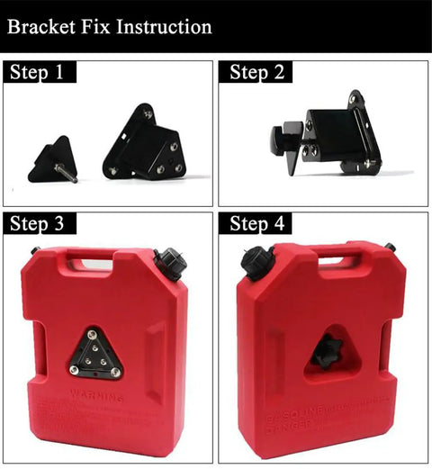 Bracket assembly steps for rugged spare tire mount water storage tank portable for all vehicles 1 gal rugged PE plastic.
