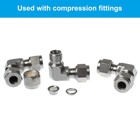 8mm OD Stainless Steel Tube Compression Fittings Sleeve Set Pro Grade 304 Stainless with elbow joints and ferrules