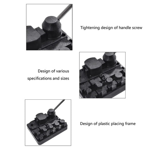 Close-up of Pro Grade Multi Function Wire Bender Tool showing tightening handle screw and various design details.