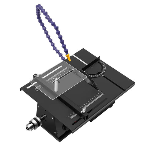 Heavy Duty Gemstone Faceting Machine With 7 Speed Settings For Cutting Grinding Polishing And Engraving Jade Crystal Rock Work Benchtop Stone Carving Tool Kit showing top view with adjustable angle and water cooling system.